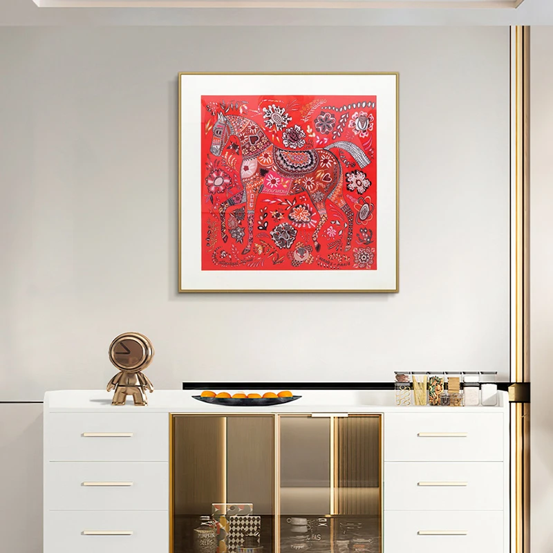 入户玄关丝巾装饰画现代轻奢服装店客厅卧室墙壁画马8080