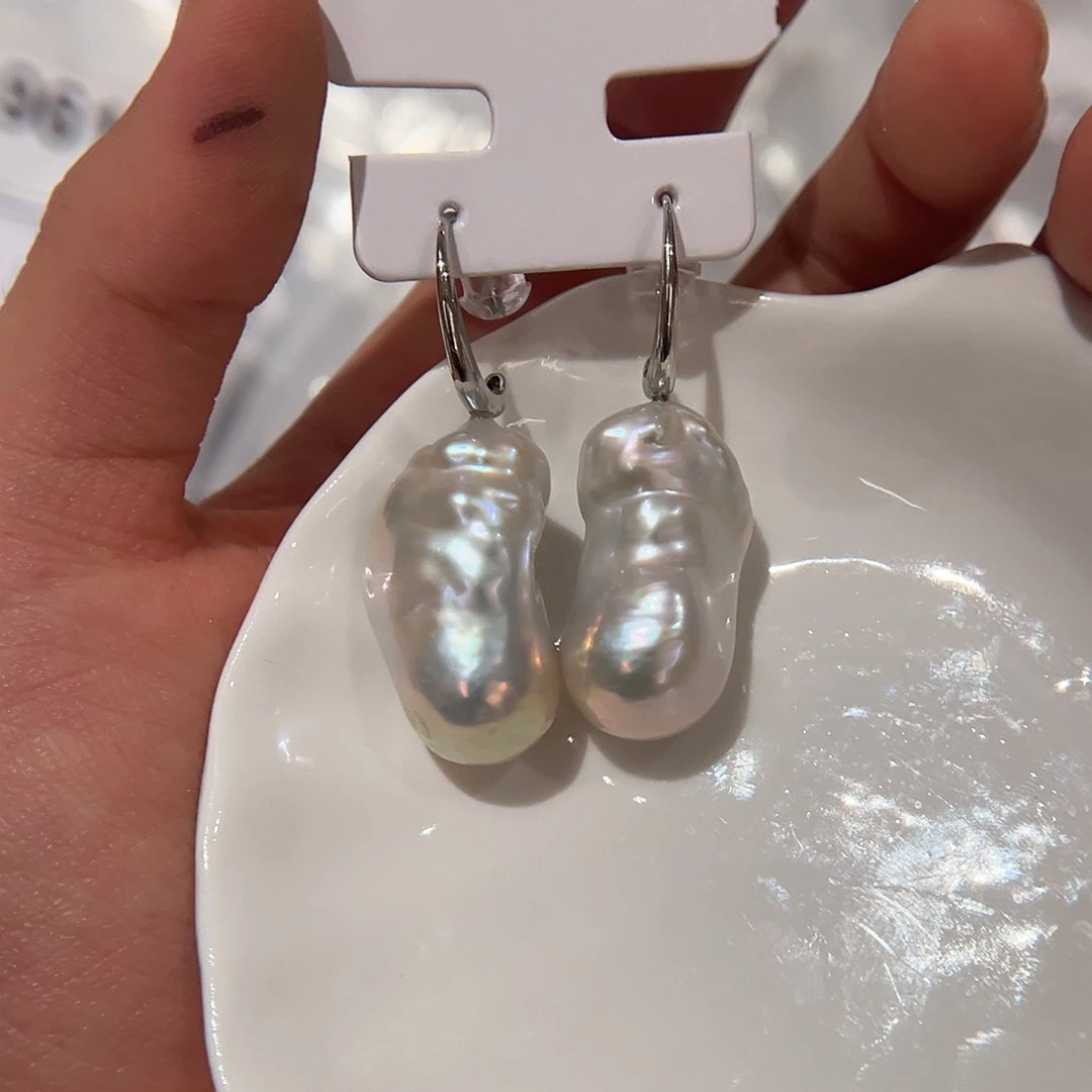 银S925镶嵌淡水珍珠耳饰