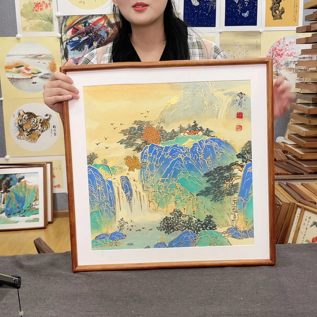 国画手绘带框尺寸：53*53