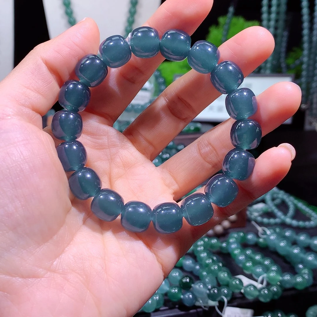紫***暴翡翠未镶嵌手链天然a货翡翠手串
