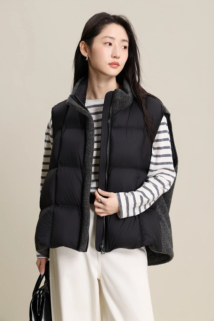 鹅绒羊毛拼接马甲25190