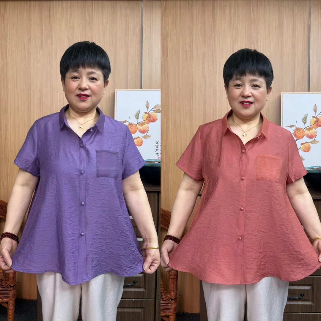 【200斤可穿】加肥加大妈妈大码薄款减龄洋气大摆夏季短袖宽松遮肚