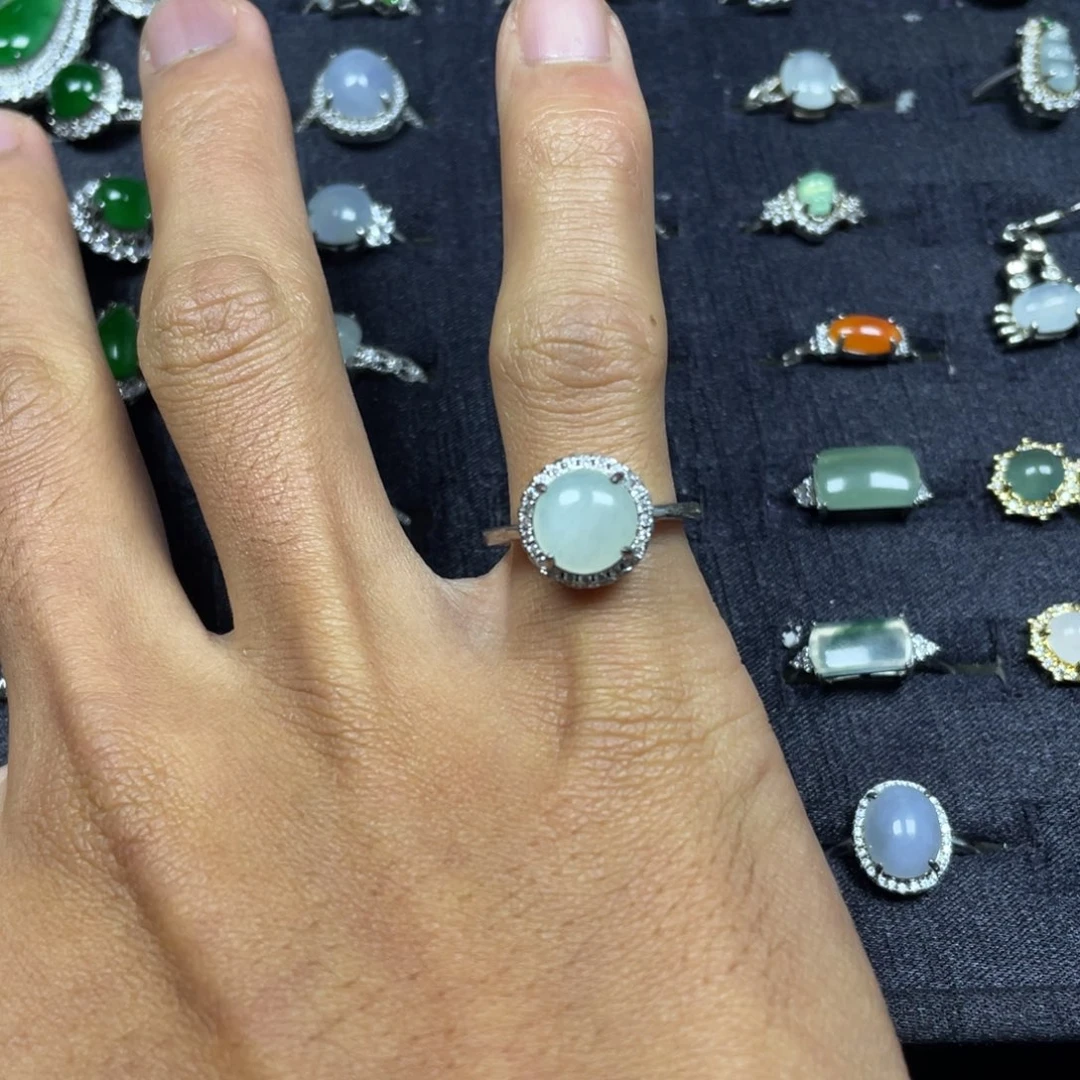 翡翠银S925镶嵌戒指