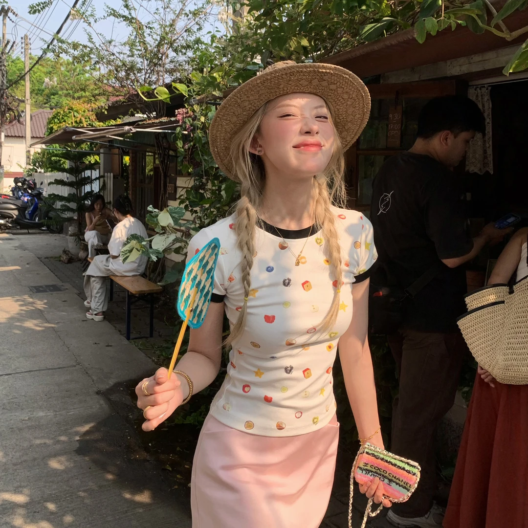 8uioio 甜心粉布蕾~粉色半身裙女夏包臀显瘦a字裙短裙 K50349804