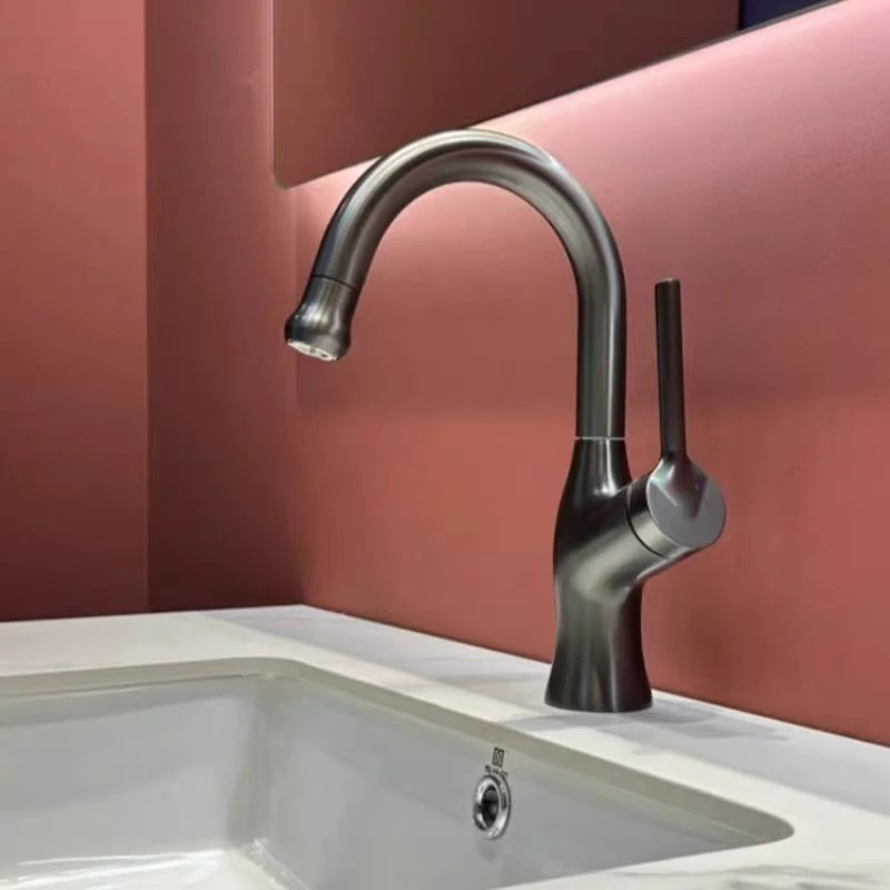 枪灰水镀/电镀多功能万向旋转面盆抽拉龙头卫生间轻奢龙头CL2001