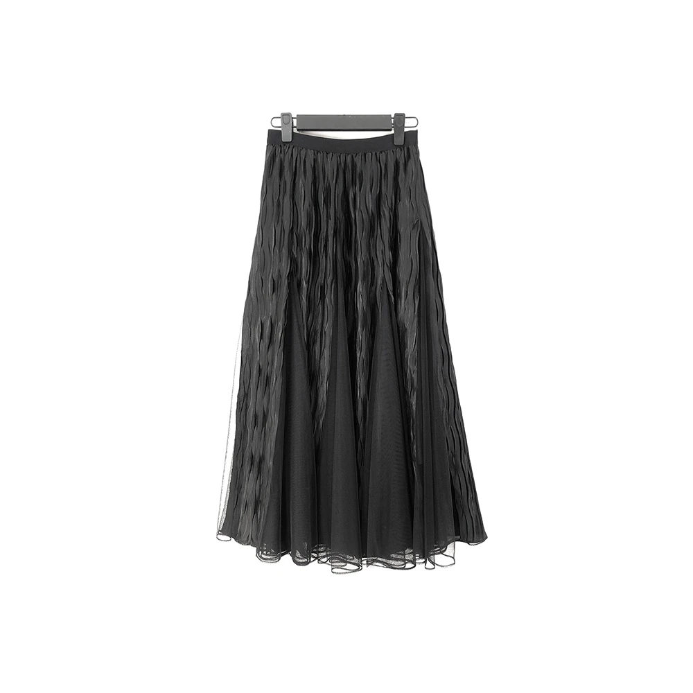 【粉丝专享】圣迪奥秋季网纱裙百搭不规则拼接半身裙S253Z1137