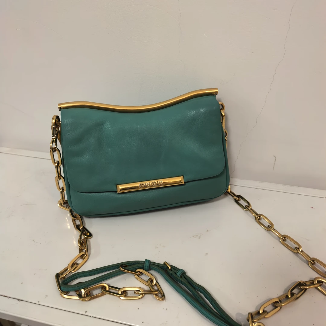 95新 MIU MIU/缪缪 兜兜 绿色双子星斜挎包