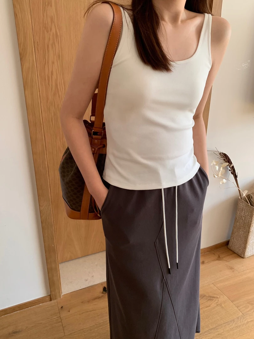 百搭伴侣  塔夫螺纹大U领高弹收副乳极简小背心