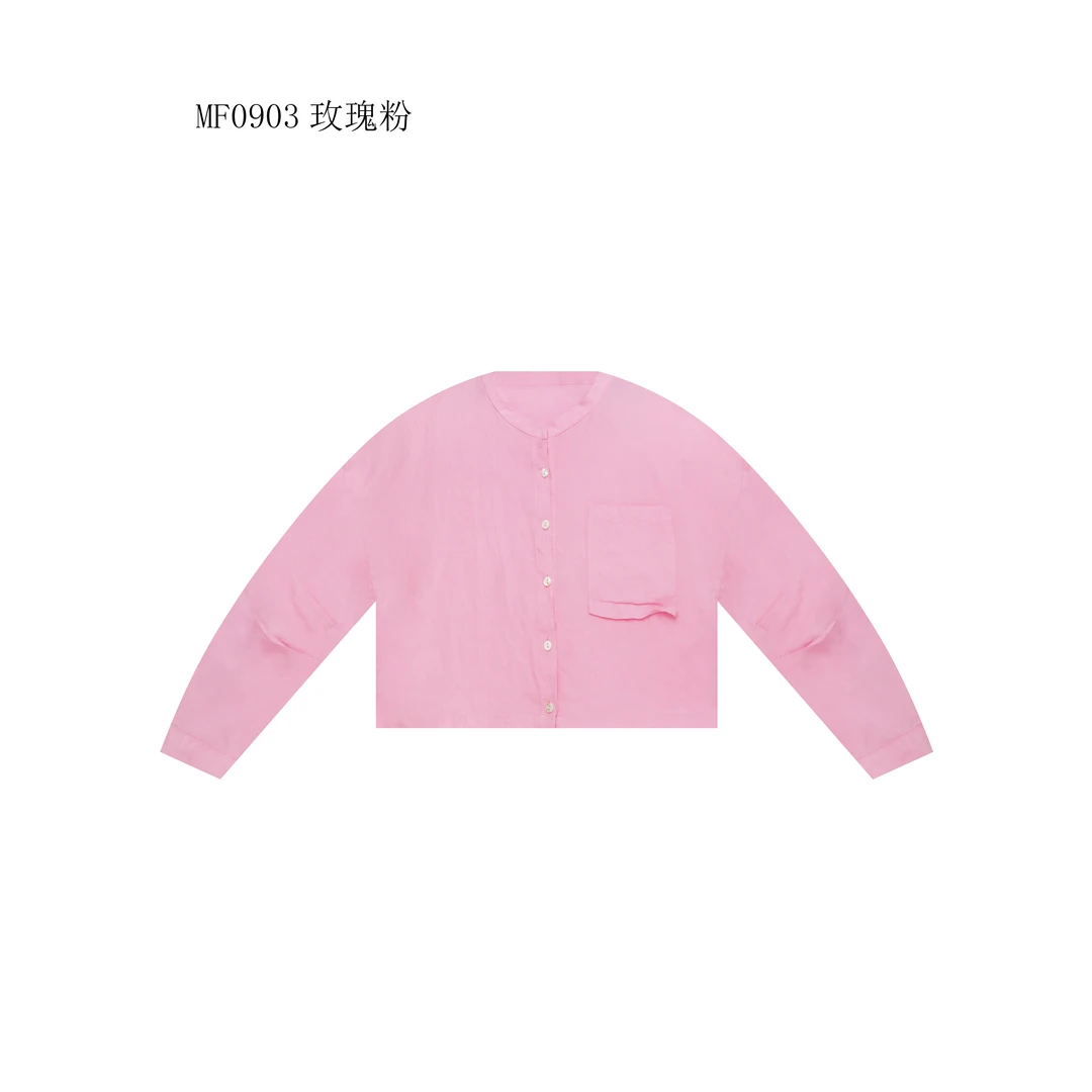 【麻訪家】MF0903玫瑰粉文艺简约宽松休闲百搭开衫上衣