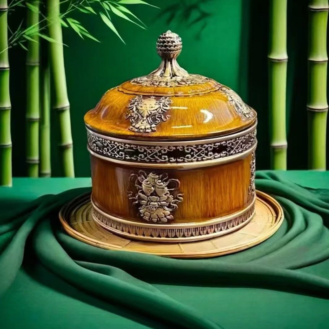 西藏包邮藏式工艺吉祥糌粑储物罐糖果盒家用复古用品糍粑摆件