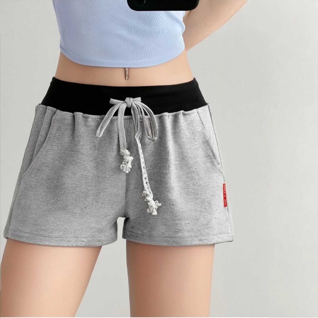 【挥泪清】短裤女外穿显瘦低腰撞色拼接设计运动休闲美式辣妹热裤