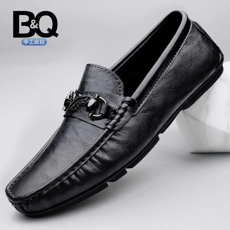 爆款男士男款豆豆鞋男鞋男士软底皮鞋驾车一脚蹬鞋真皮豆豆鞋