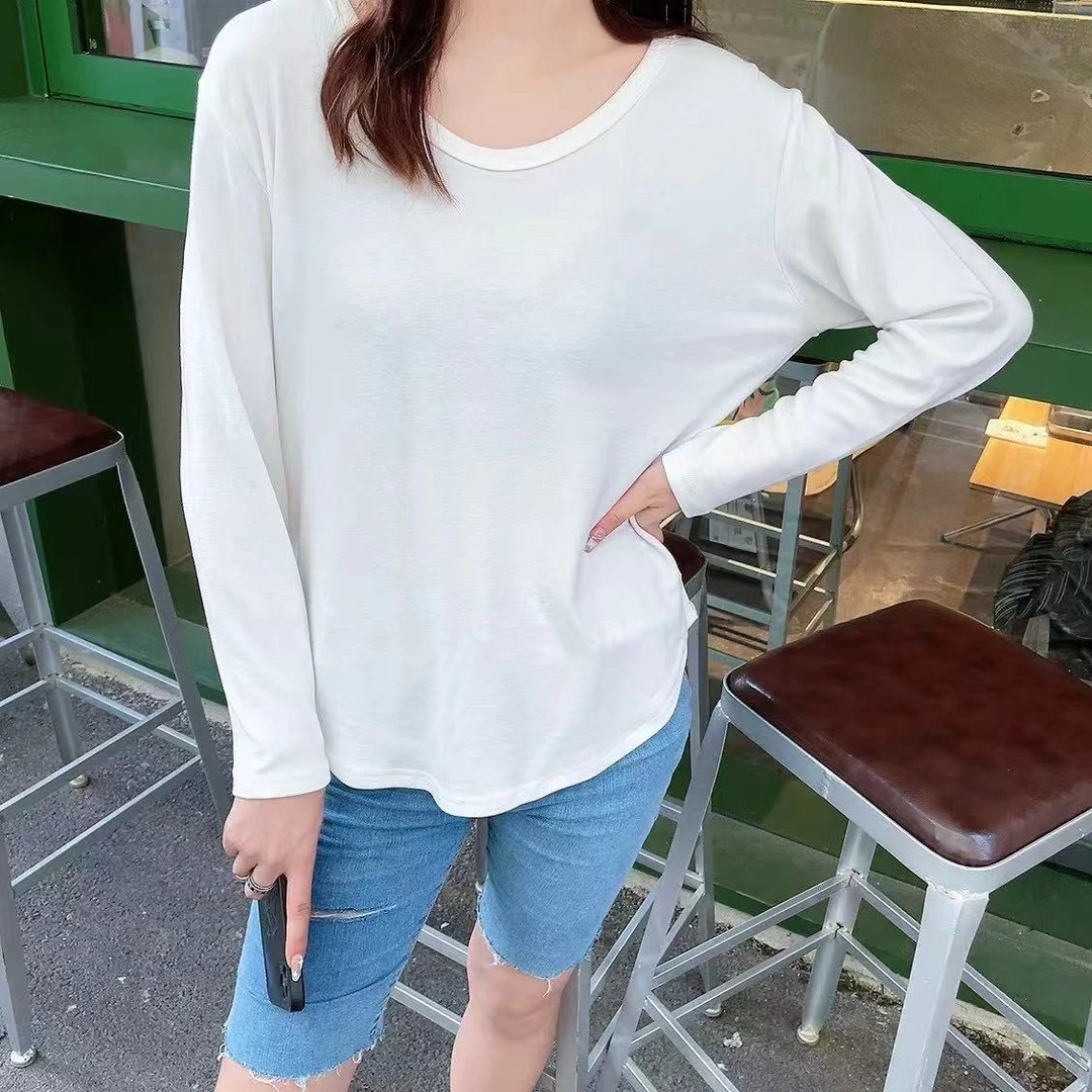 秋季上新极简风纯色V领韩系百搭长袖打底-8032