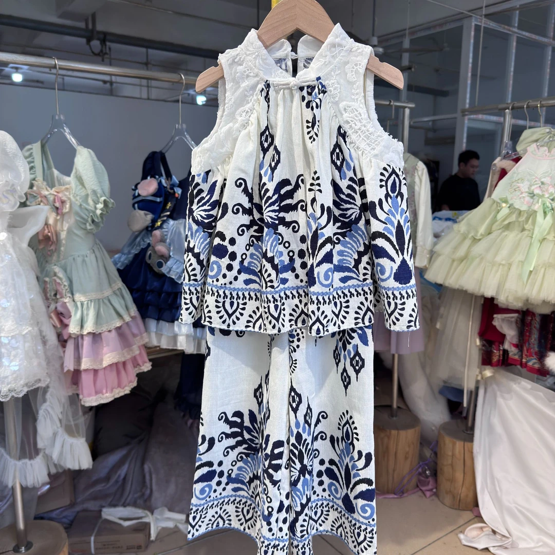 青花瓷套装简约套装女宝宝日常小女孩古风