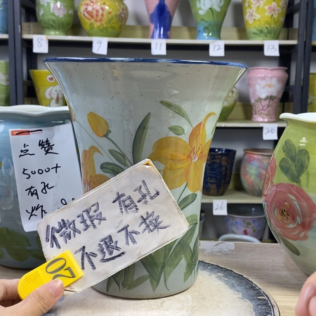 景德镇手工手绘陶瓷花盆