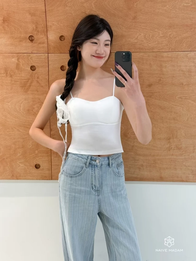 【济州岛】NAMA家 微开下摆一体杯垫式吊带美背