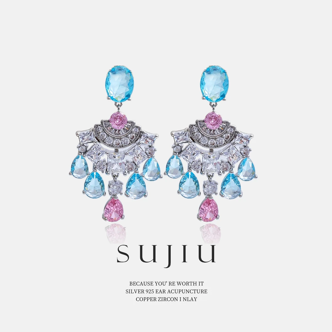 铜合金耳饰 SUJIU 925银针【玛丽皇后】设计师手工耳钉耳环耳坠7123