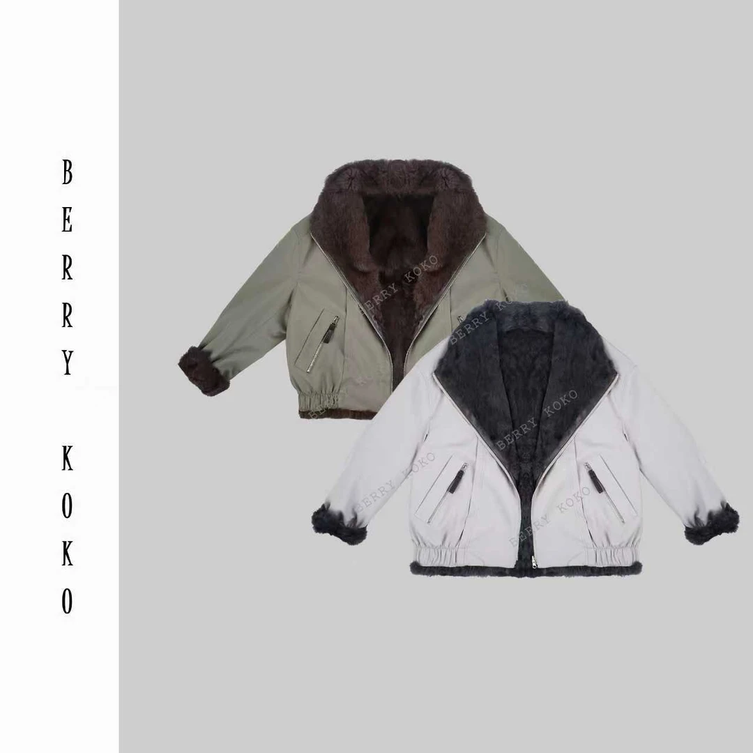 【MISSKO】复古高品质休闲百搭内里獭兔显瘦翻领慵懒风派克服 W92