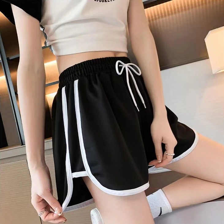 厚款大码运动短裤女夏天外穿宽松跑步速干阔腿高腰家居睡裤胖mm健