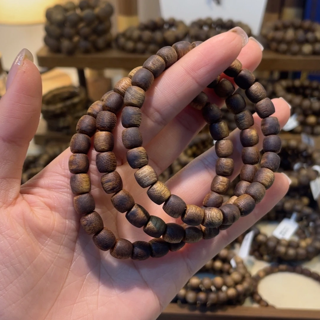 沉香碎屑沉香卡7鼓珠一条4克