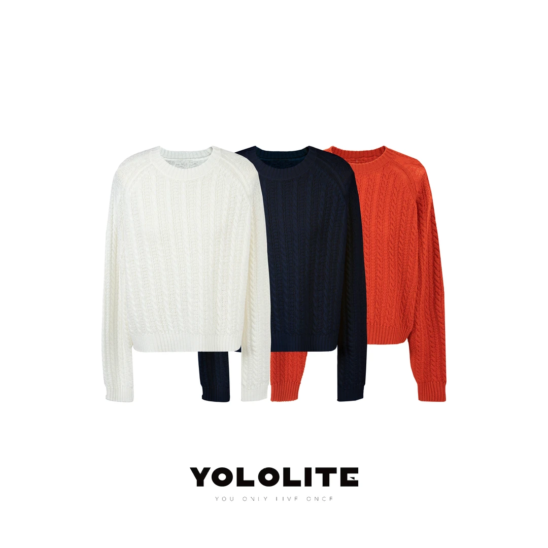 YOLOLITE【曼谷】3176秋季新款100%绵羊毛软糯感长袖圆领针织上衣