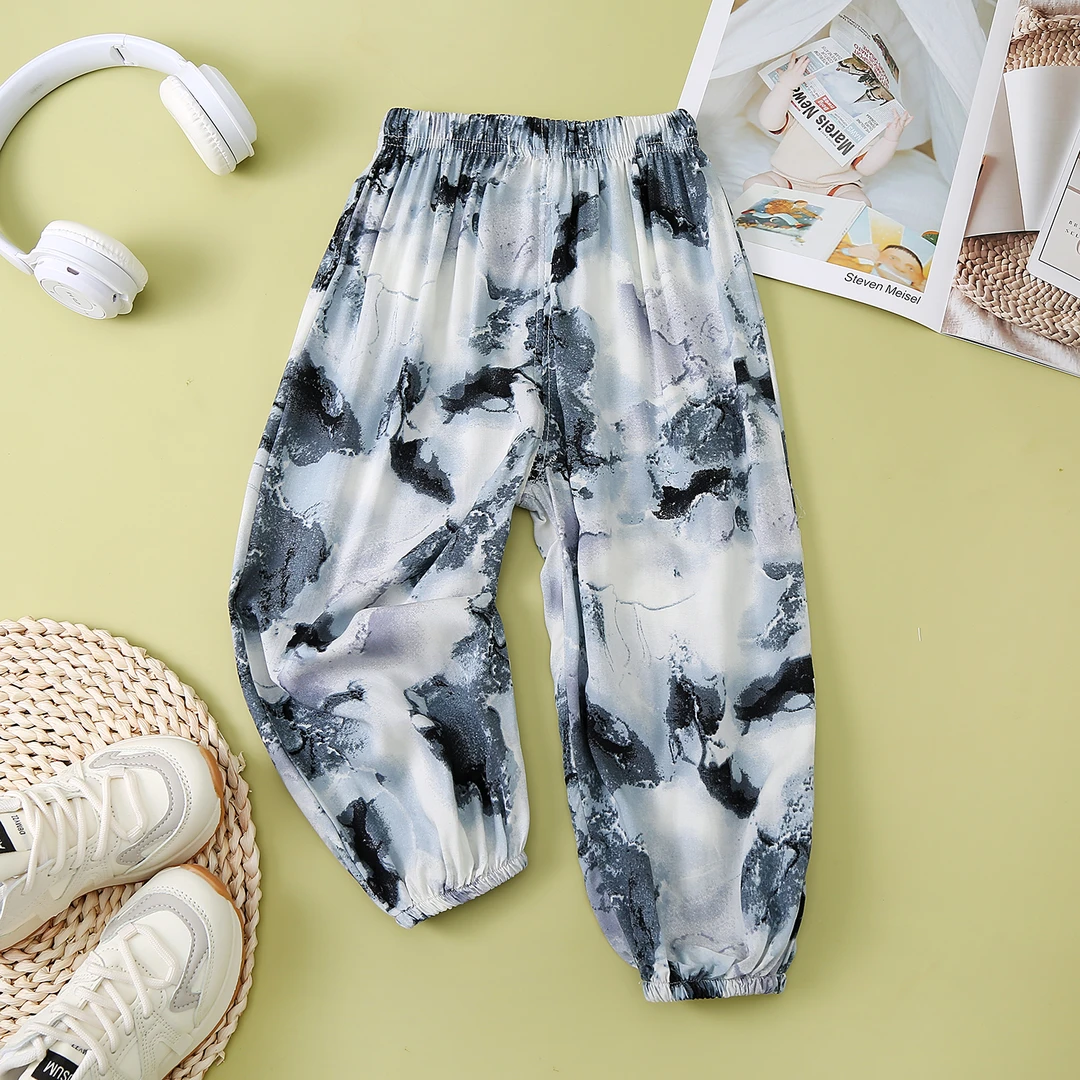 【绵绸】夏季儿童绵绸人造棉防蚊裤长裤男女童薄款灯笼裤宽松版