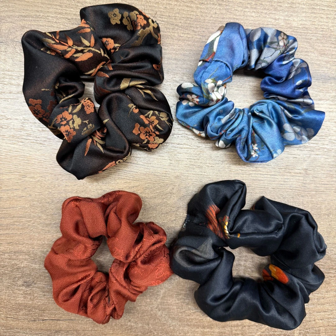 非遗香云纱提花新中式国风缎面大肠发圈复古优雅扎高级感大肠发圈