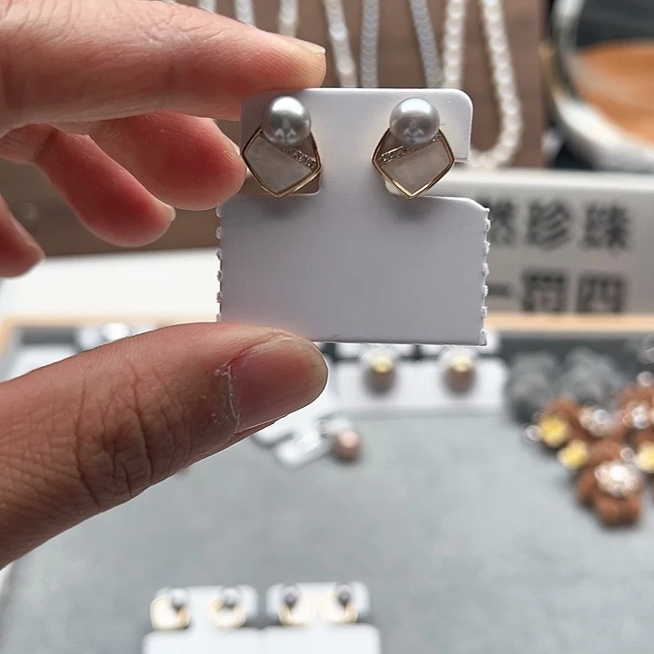 淡水珍珠耳饰银S925镶嵌
