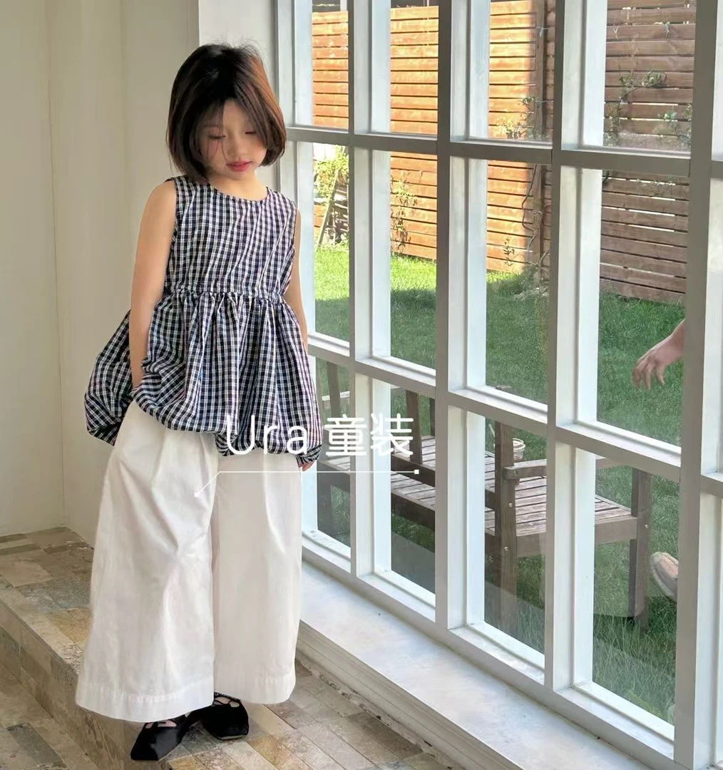 现货【高级女孩】夏季亲子格子无袖上衣    UT25095