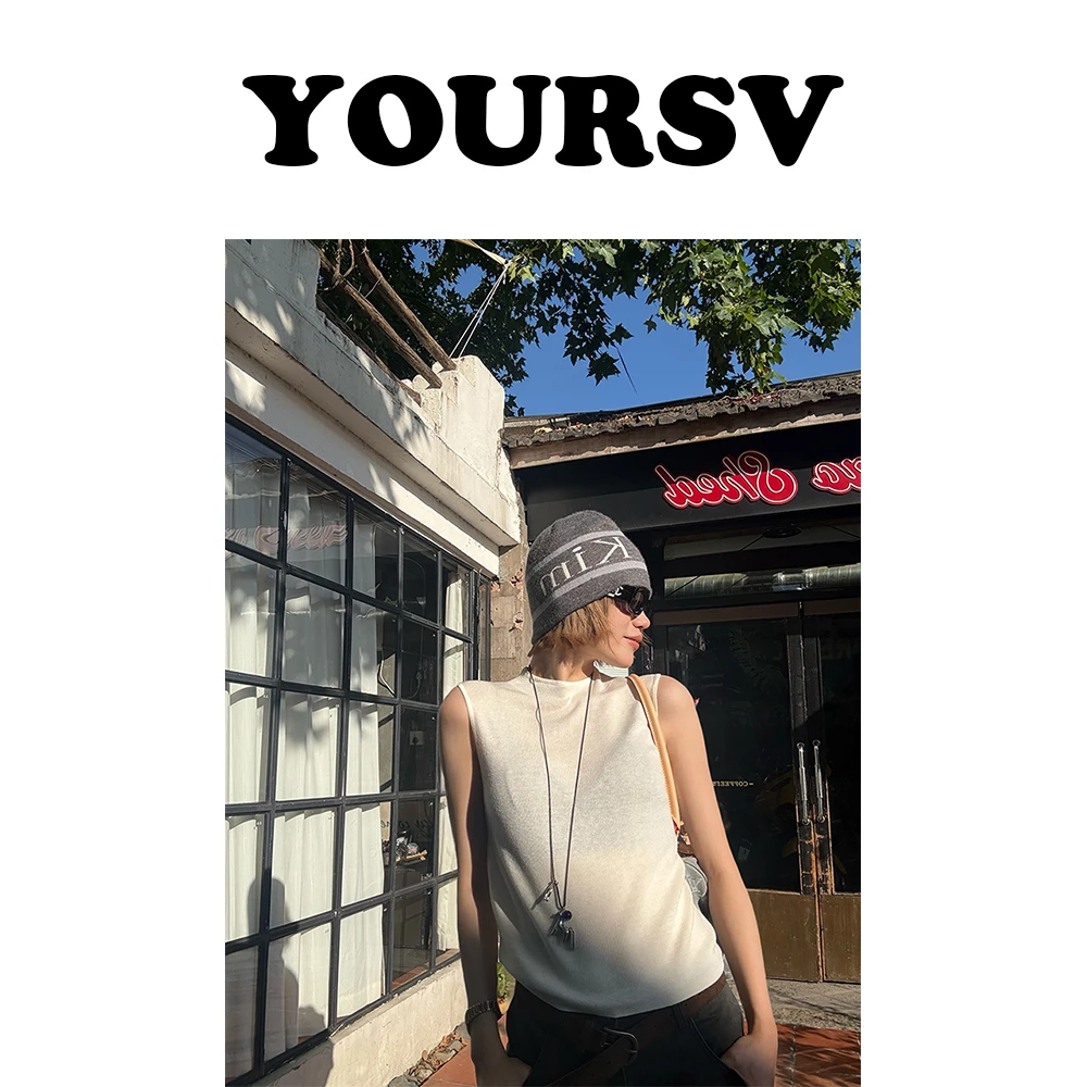 【YOURSV】「半领背心」秋季时尚通勤背心吊带女纯色显瘦休闲弹力上衣