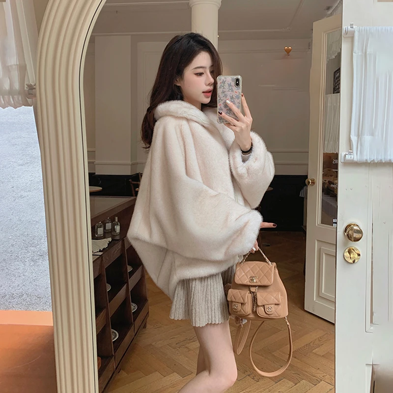 人造皮草 仿水貂毛皮草外套女秋冬新款毛毛绒加厚保暧立领拉链