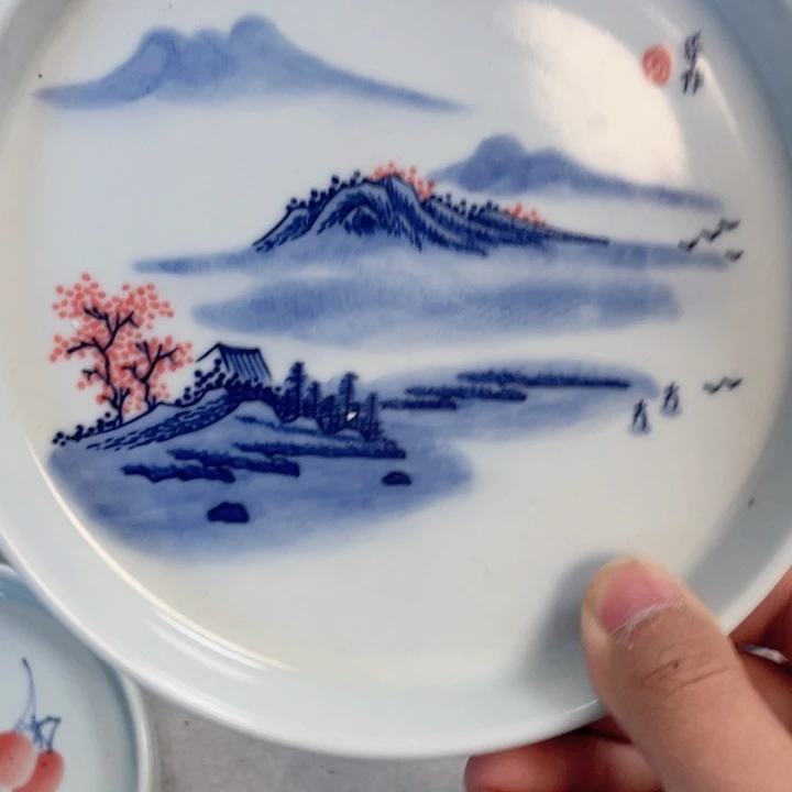 瓷片山水壶承手绘