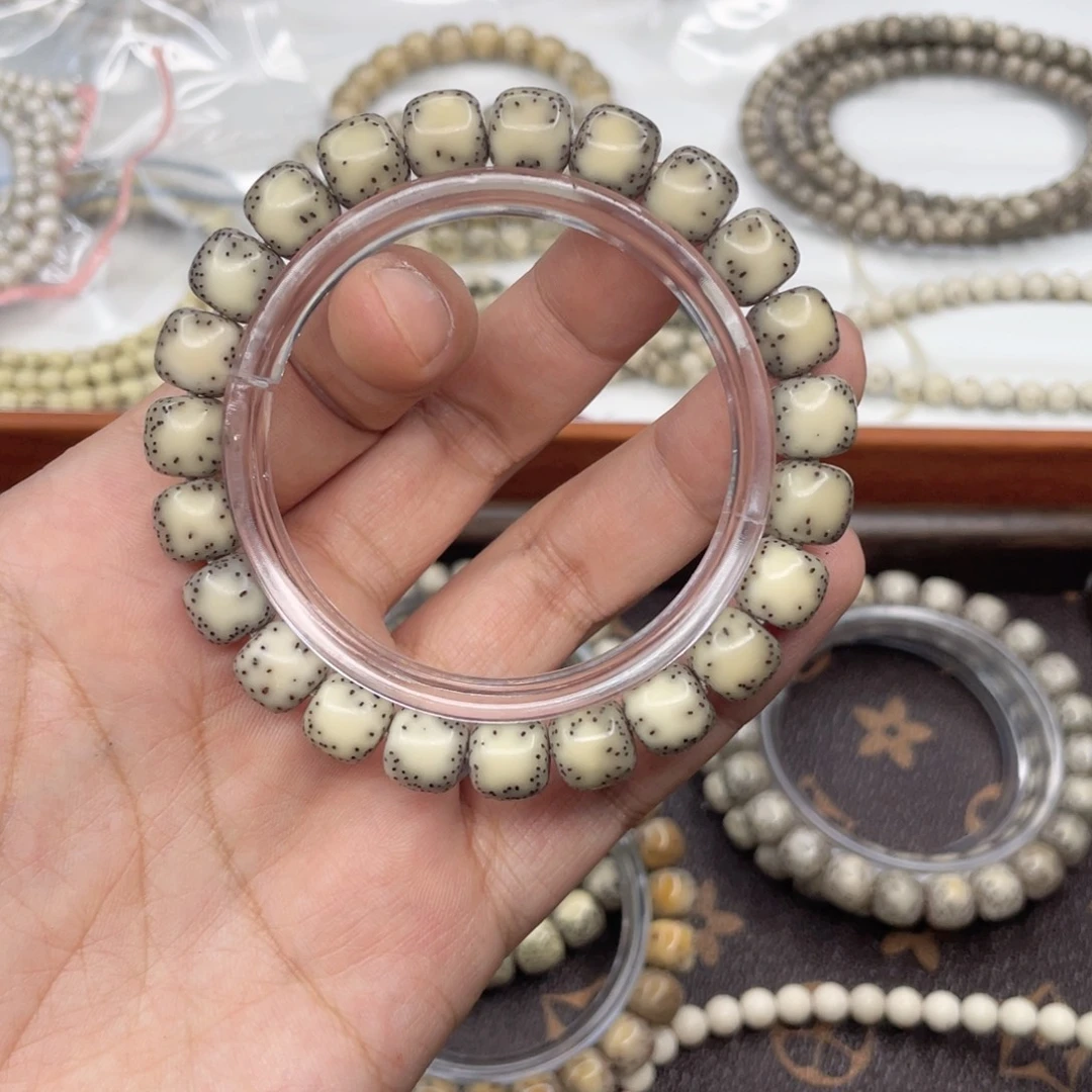 星月菩提手串糯冰石玉料侧留白10x9