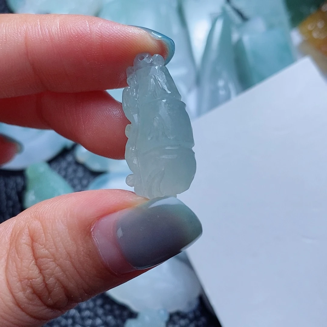 定制翡翠未镶嵌毛货付款后确认抛光