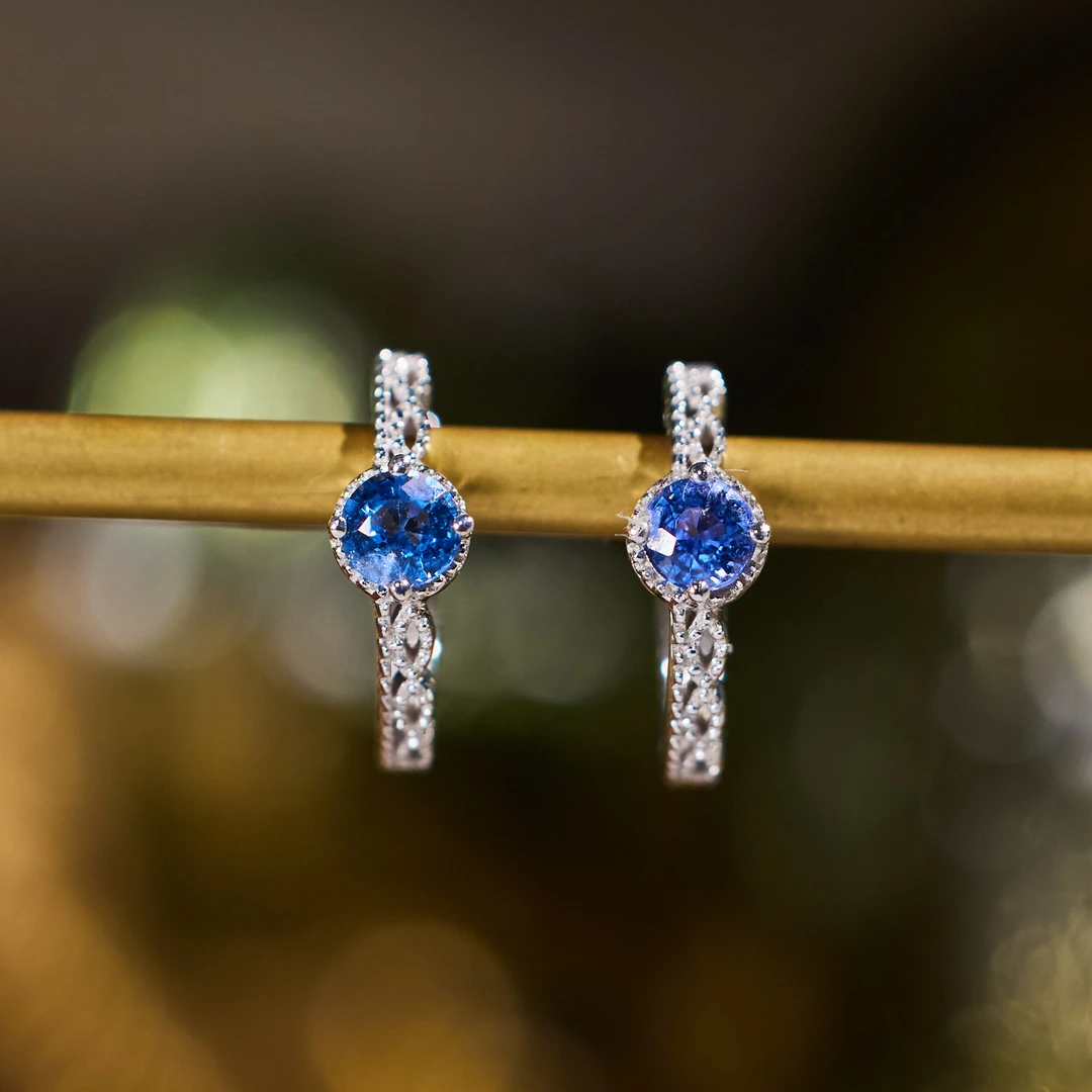 【歪歪】蓝宝石耳饰*18K金镶嵌*XB-U9037