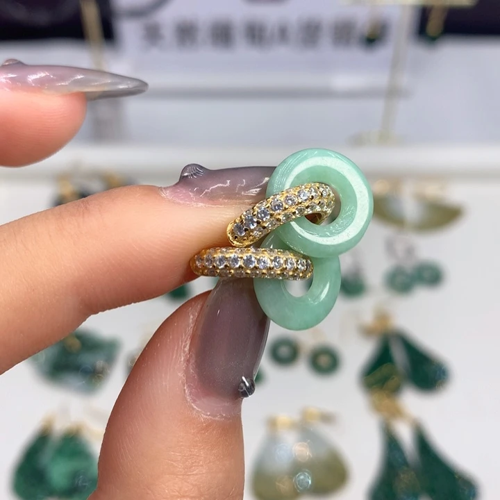 翡翠银S925镶嵌耳饰耳饰