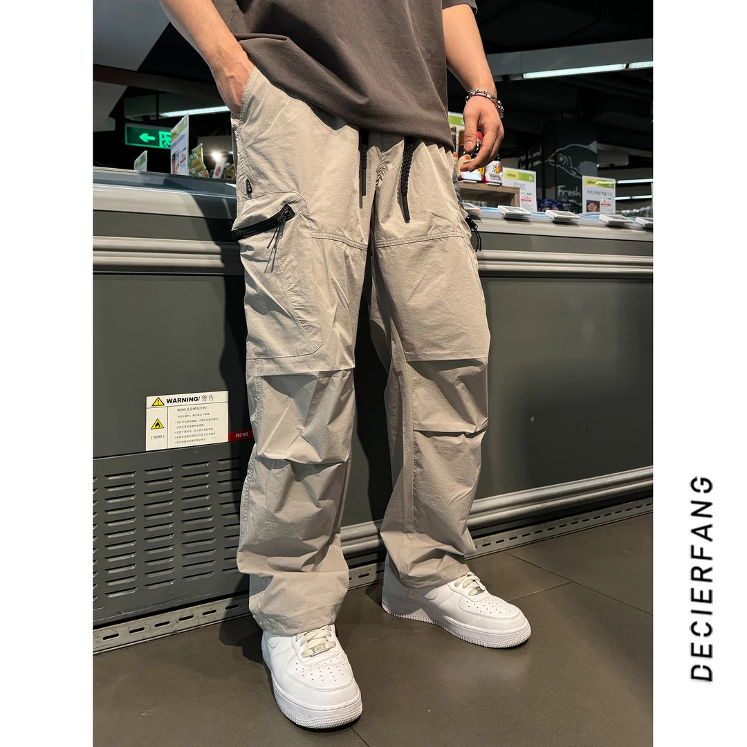 qc8218工装裤裤子男士长裤室外机能工装裤美式直筒百搭透气