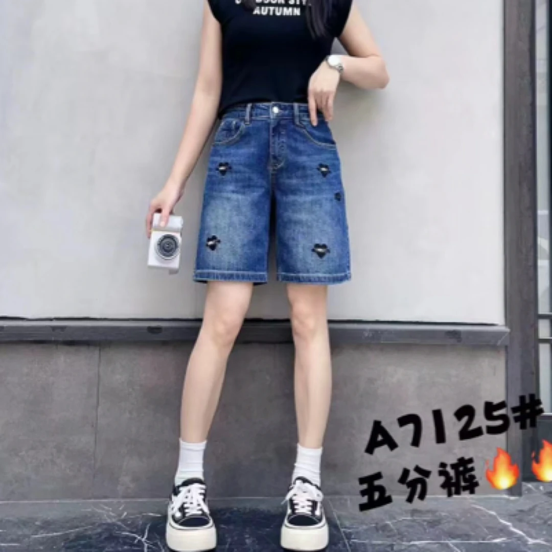 韩版时尚弹力5分牛仔裤短裤7125