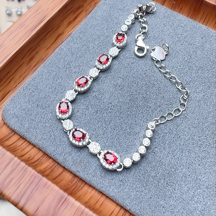 蓝宝石手链银S925镶嵌手链