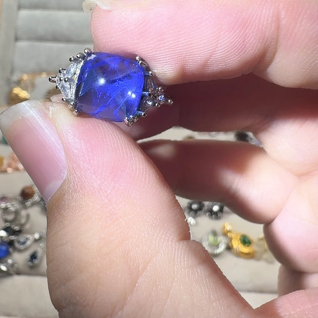 芙蓉石戒指银S925镶嵌