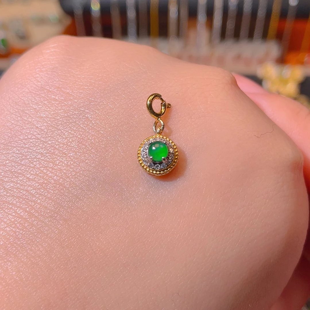 翡翠银S925镶嵌吊坠(不含链)