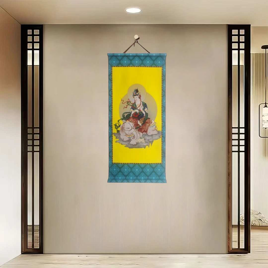 {40-805普贤菩萨}}净尺寸40x85cm现代简约挂轴装饰画办公室家居装