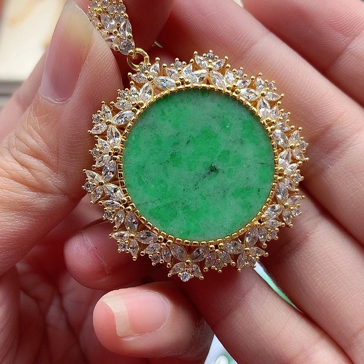 颈饰银S925镶嵌翡翠翡翠