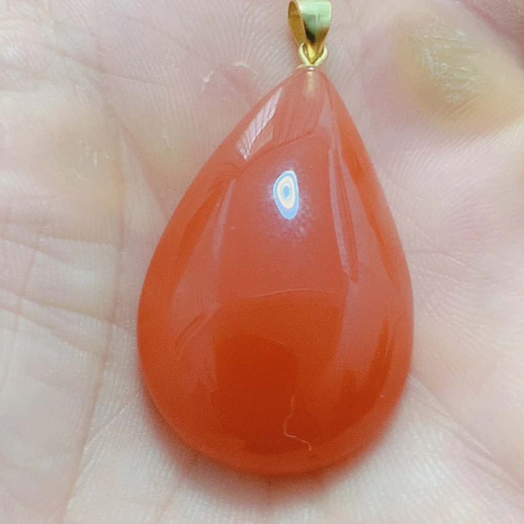 南红玛瑙银S925镶嵌吊坠(不含链)