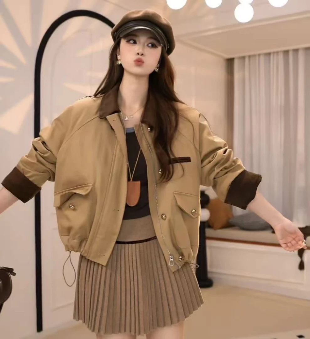 许你耀眼 露丝同款加棉加厚短款秋冬复古外套女 2025休闲夹克上衣