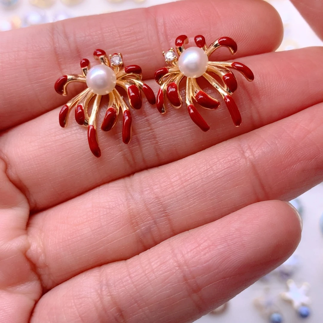 淡水珍珠耳饰合金