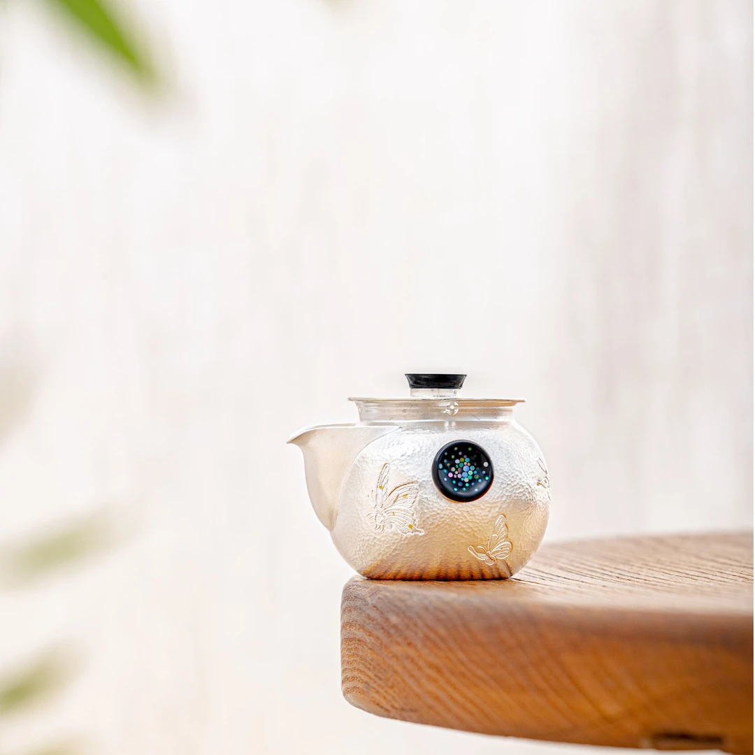 蜂鸟工坊 名匠优选 漆把漆钮亮面锤纹錾刻蝴蝶盖碗 MJYXA3033