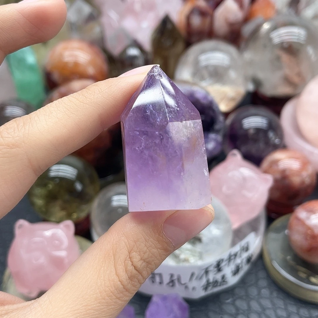 兔***喵未镶嵌珠宝半成品发晶17紫水晶瑕疵