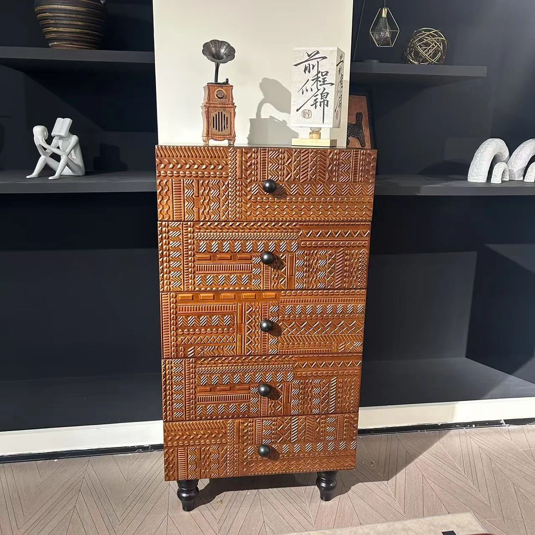【雕刻五斗柜】中古复古五斗柜家用斗柜客厅简约大容量抽屉式木斗柜