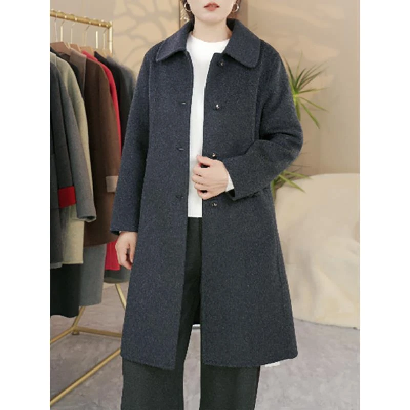 羊毛大衣女中长款2025新款双面羊绒方领高级感气质羊毛呢外套DY18